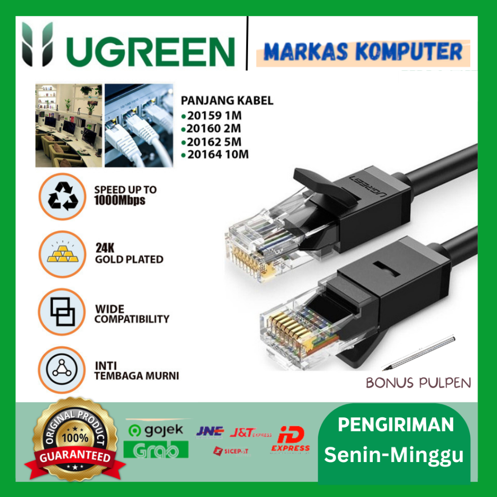 Cabo Ethernet UGREEN Cat 6A De Rede Par Torcido Internet Lan RJ45