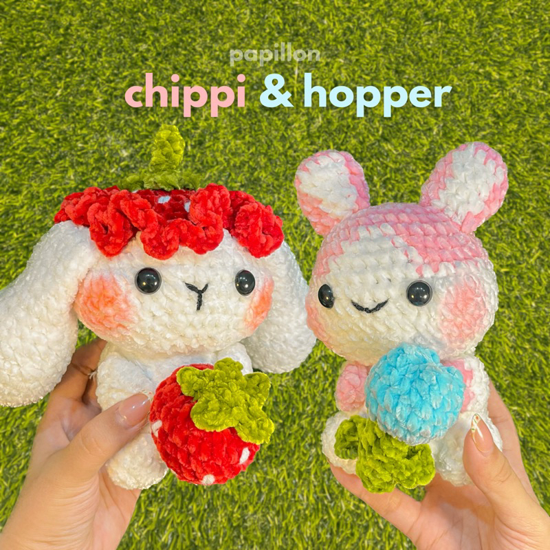 Jual Chippi and Hopper Bunny with Carrot and Tulip Amigurumi | Boneka ...