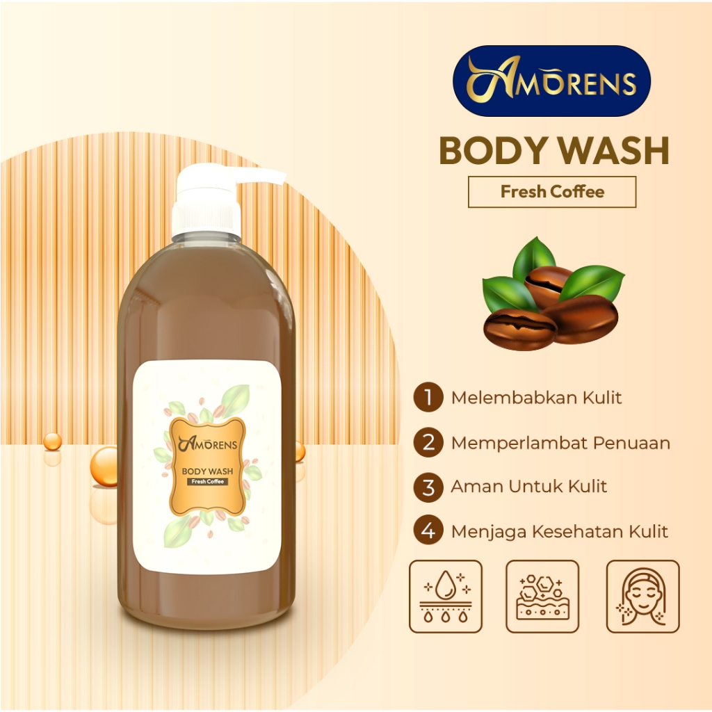 Jual AMORENS Body Wash 1000ml - Aroma Fresh Coffee [1 Liter] | Shopee ...