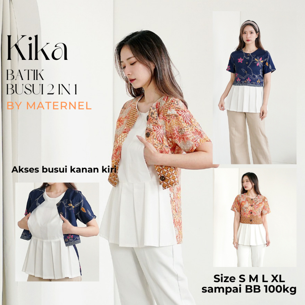 Jual MATERNEL Baju busui Kika top batik modern dengan apron menyusui (2 ...