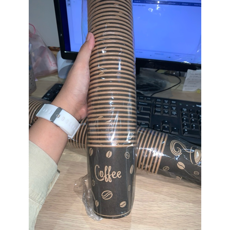 Jual PAPER CUP 8OZ CRAFT MOTIF / GELAS KERTAS KOPI TEH DLL | Shopee ...