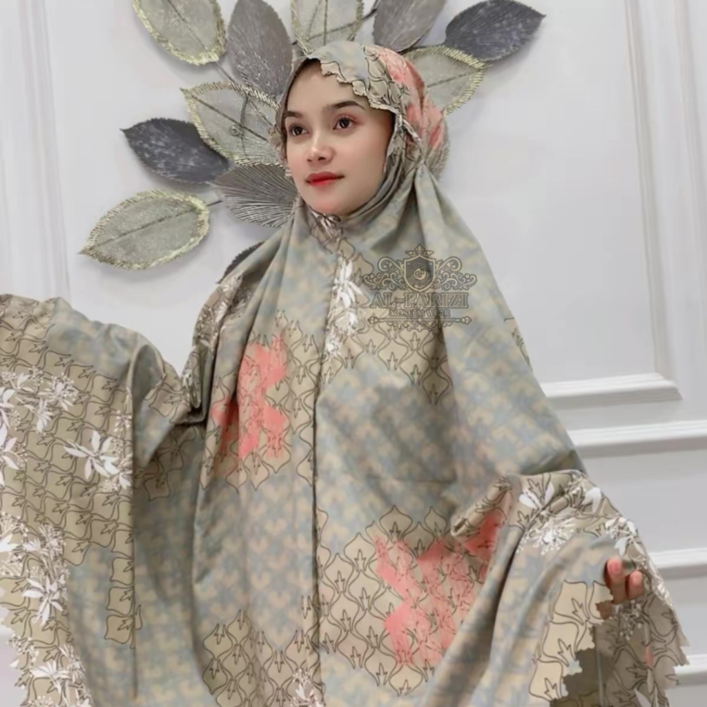 Allfarizi | Mukena Travel Mini 2in1 Aliza Katun Motif Free Tas Pouch Terbaru