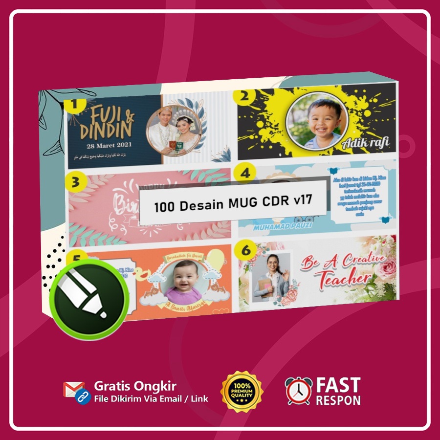 Jual 100 Desain MUG CorelDraw CDR v17 | Shopee Indonesia