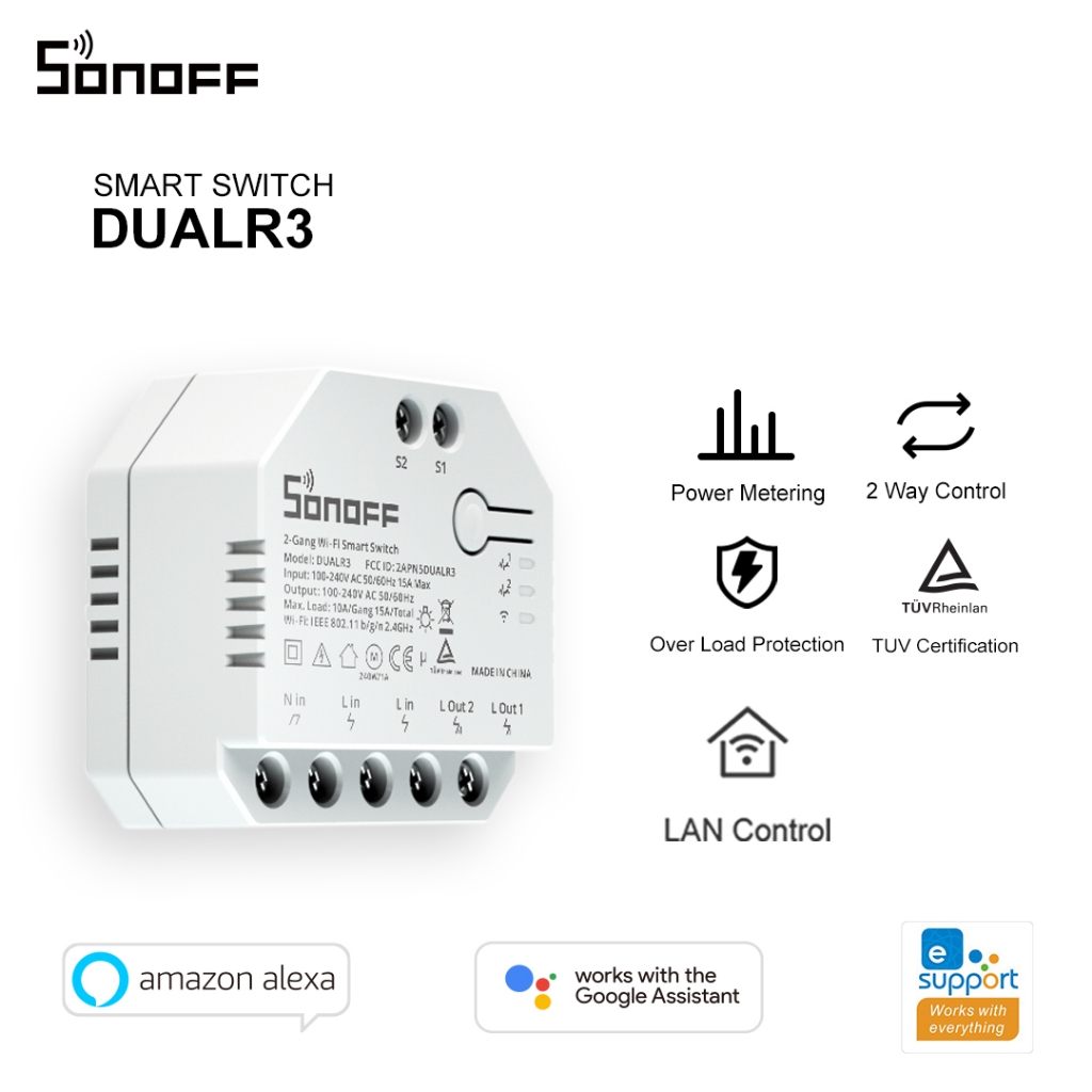 Jual Sonoff Smart Switch DUALR3 Lite Breaker Wireless Switch Saklar ...