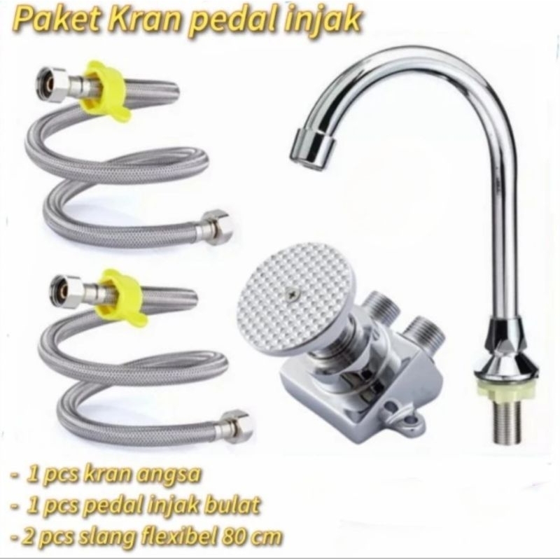 Jual Paket Kran Wastafel Angsa Model Pedal Injak /Kran Wastafel angsa ...