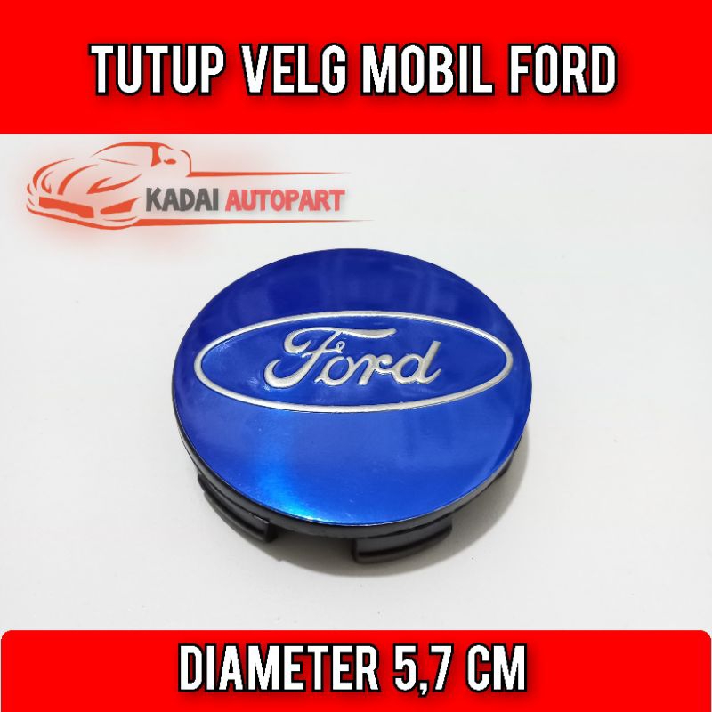 Jual Dop roda tutup velg Mobil Ford biru diameter 5,7 cm harga (1 pcs ...
