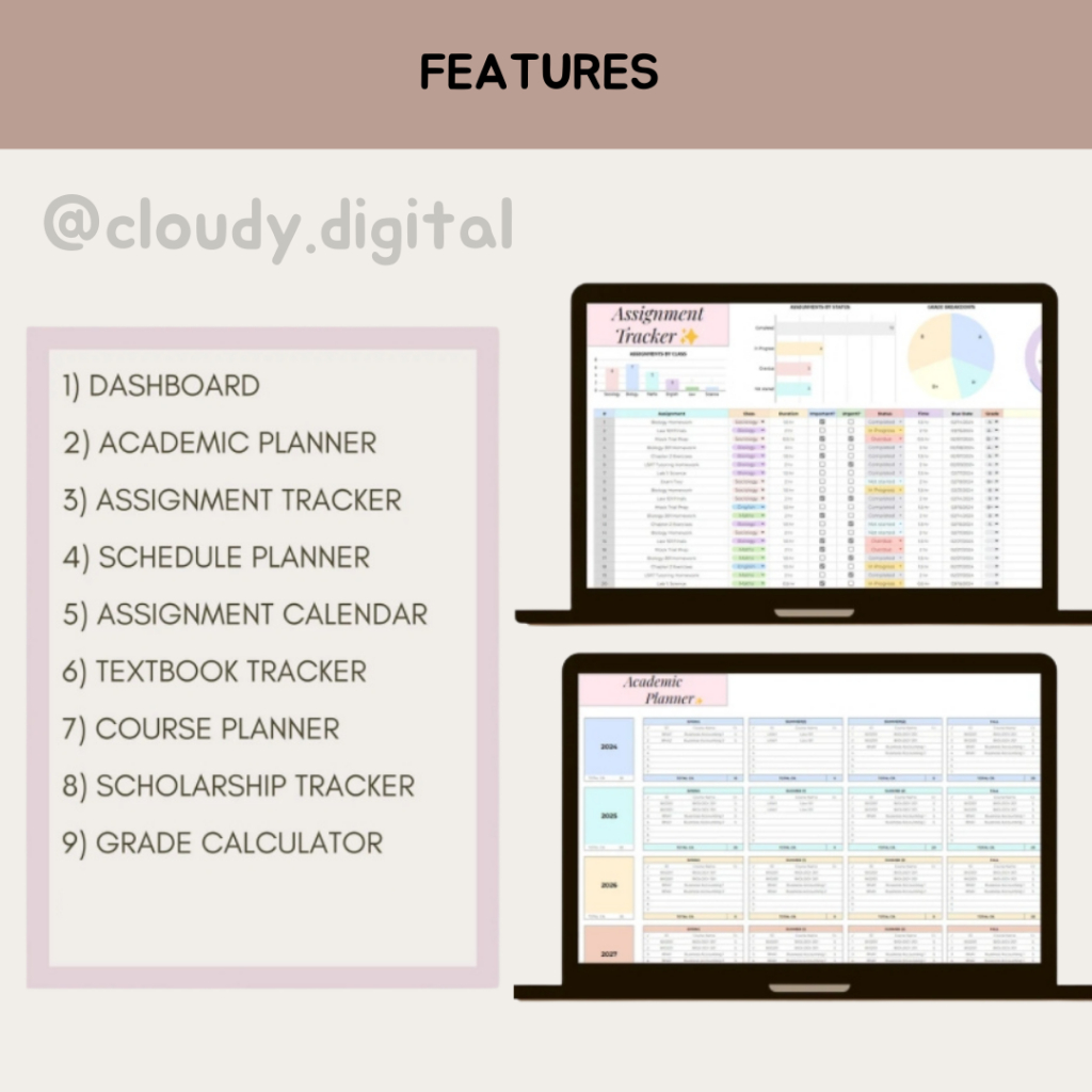 Jual Assignment Tracker Student Homework Academic Timetable --- Tracey ...