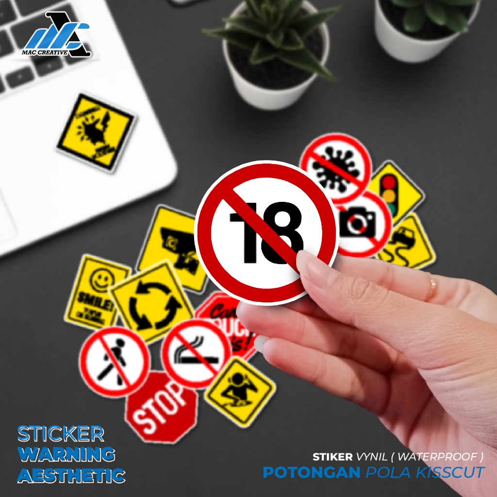 Jual [ MAC ] 60 PCS STICKER WARNING ICONS PERINGATAN LENGKAP LUCU ...
