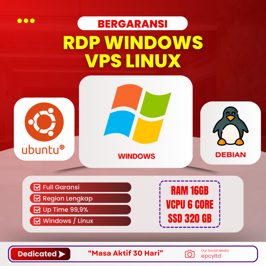 Jual RDP WINDOWS VPS LINUX RAM 16GB 6CPU CORE FULL ADMINISTRATOR , FULL ...