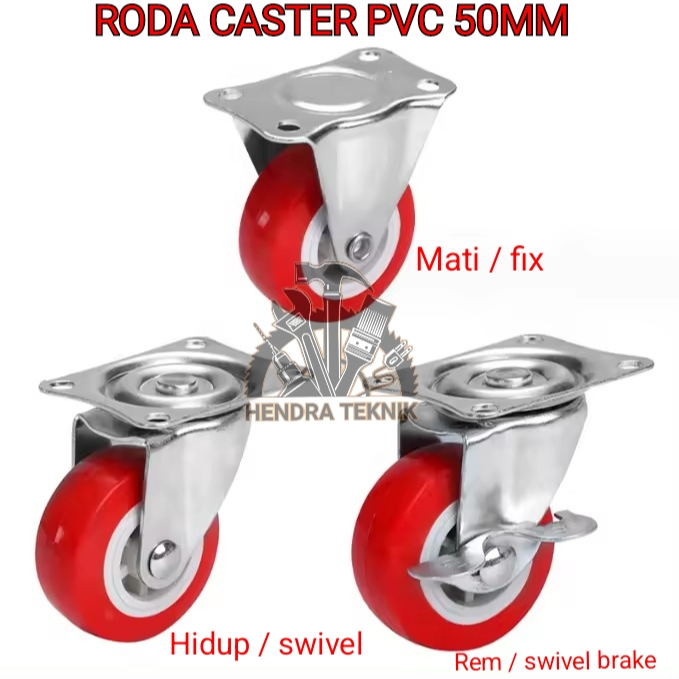 Jual RODA CASTER PVC HIDUP / MATI / REM 50MM RODA LEMARI 2 IN RODA ...