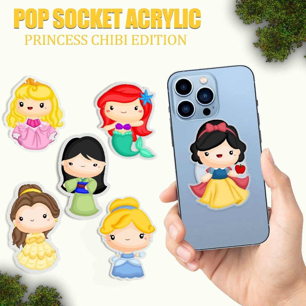 Jual [POPSOCKET] Pop Glass Princess Chibi Jasmine Moana Belle ...