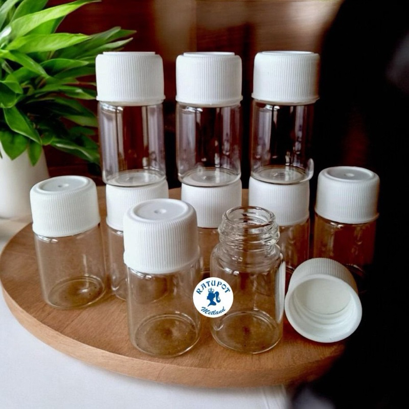 Jual Botol Kaca 5ml Clear Tutup Ulir Putih 5 ml | Shopee Indonesia
