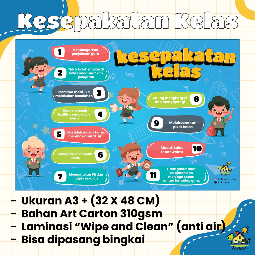 Jual Poster Edukasi Hiasan KESEPAKATAN KELAS | Shopee Indonesia