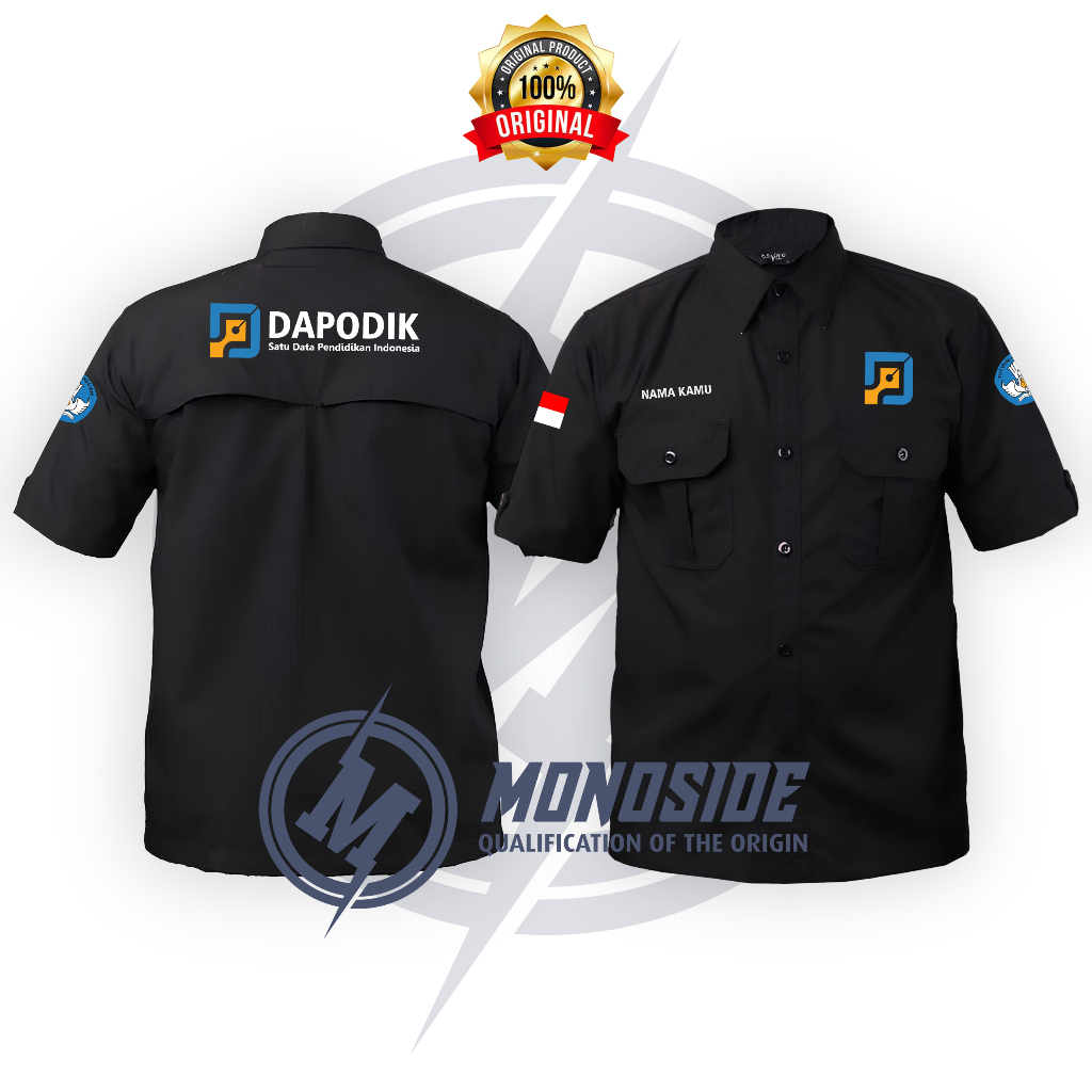 KEMEJA PDL PDH LENGAN PENDEK DAPODIK Satu Data Pendidikan Indonesia CUSTOM  BORDIR TERBAIK KEKINIAN REQUEST LOGO BISA SATUAN DESAIN SUKA SUKA PRIA 