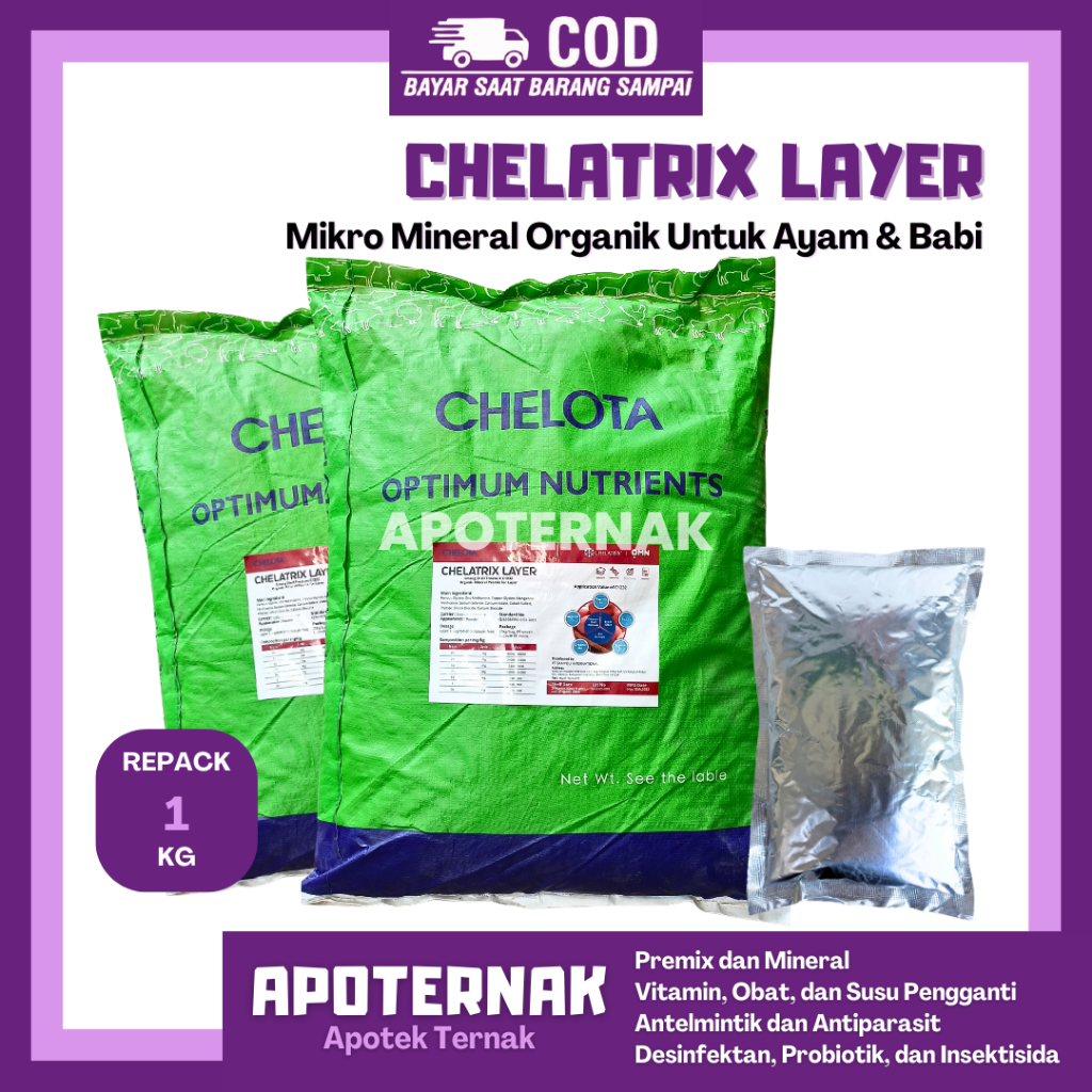 Jual CHELATRIX LAYER REPACK 1 KG - Mikro Mineral Organik untuk Ayam dan ...