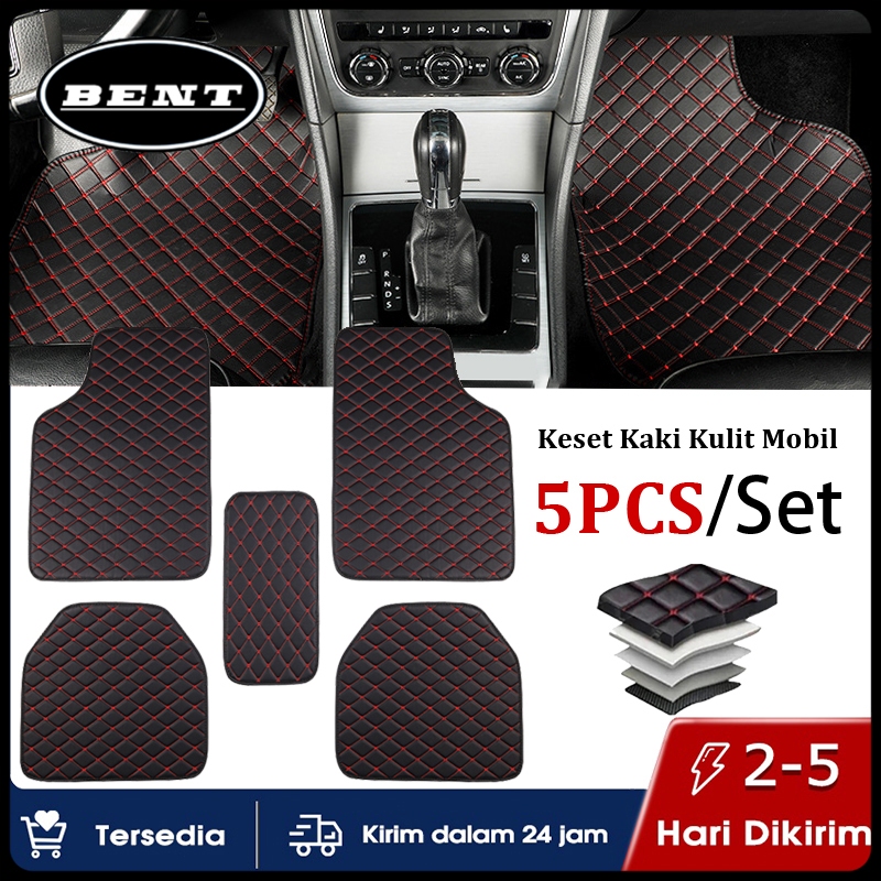 (COD) 5PCS Set Karpet Mobil Kulit Alas Kaki Universal Pelindung Kaki Mobil Mudah Dibersihkan