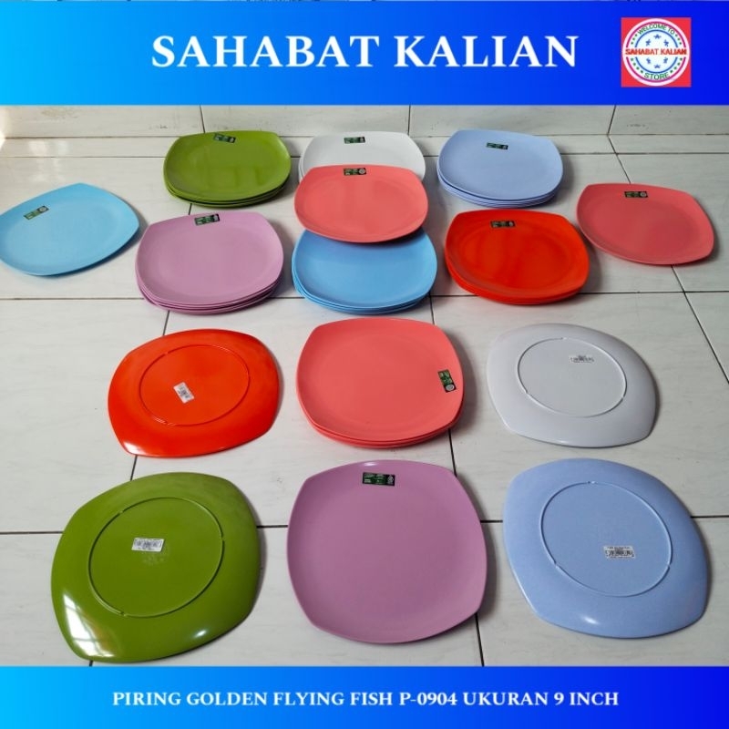 Jual (6 PIRING) PIRING MELAMIN KOTAK GOLDEN DRAGIN FLYING FISH P0904 ...