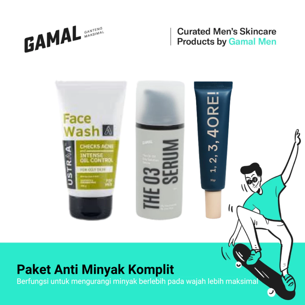 Paket Anti Minyak Komplit (Ustraa Facewash Oily + O3 Serum + Pore Primer)