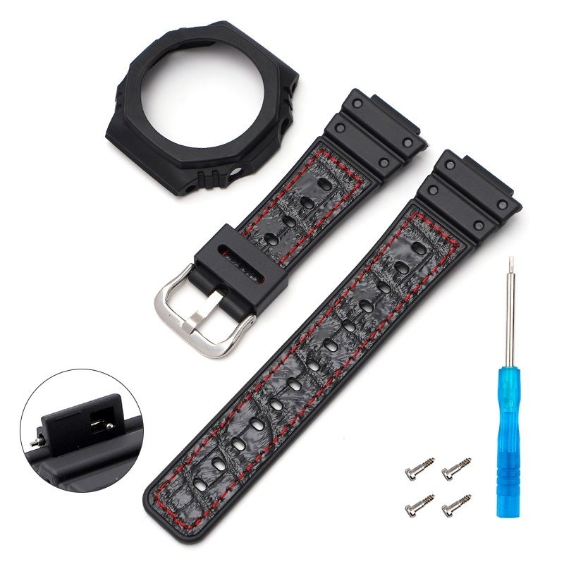 Bezel Strap Tali Jam Tangan Casio G-Shock GA 2100 GA-2110 Rubber Leather  Full Set Bezel Case Tools Accecories Watch Strap