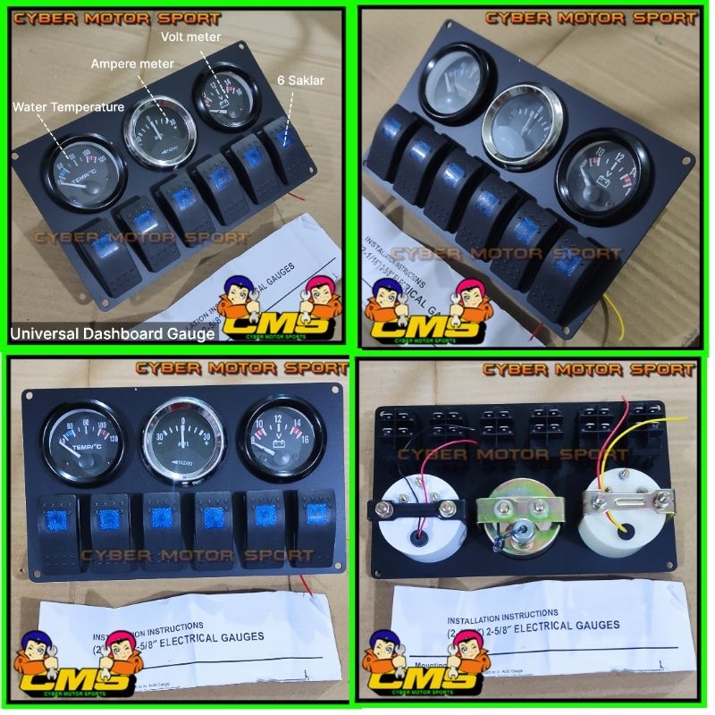 Jual Gauge indikator mobil 3in1 Volt meter. ampere daya. water ...
