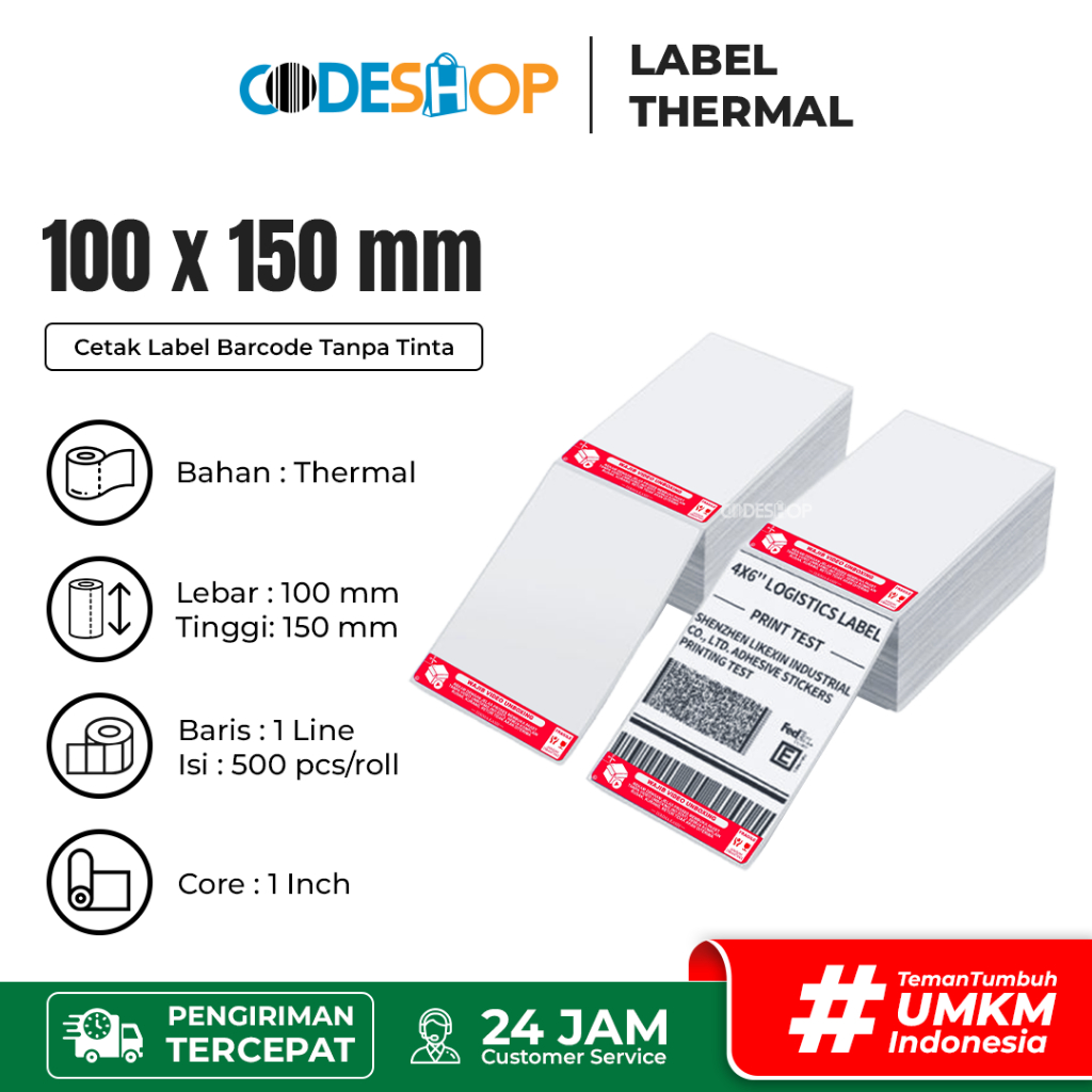 Jual Stiker Label Thermal 100x150mm 1 Line 500 Pcs Gap Perforasi ...
