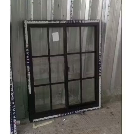 jendela+kusen  L80xT120 sleding aluminiun ornamen lengkap 3 inci  hitam, putih, coklat