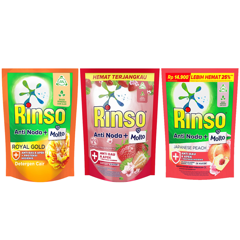 Jual RINSO ANTI NODA + MOLTO 510ML DETERJEN CAIR | Shopee Indonesia