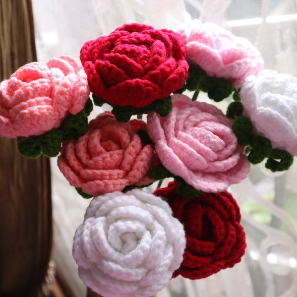 Jual mawar/rose rajut crochet handmade buket | Shopee Indonesia
