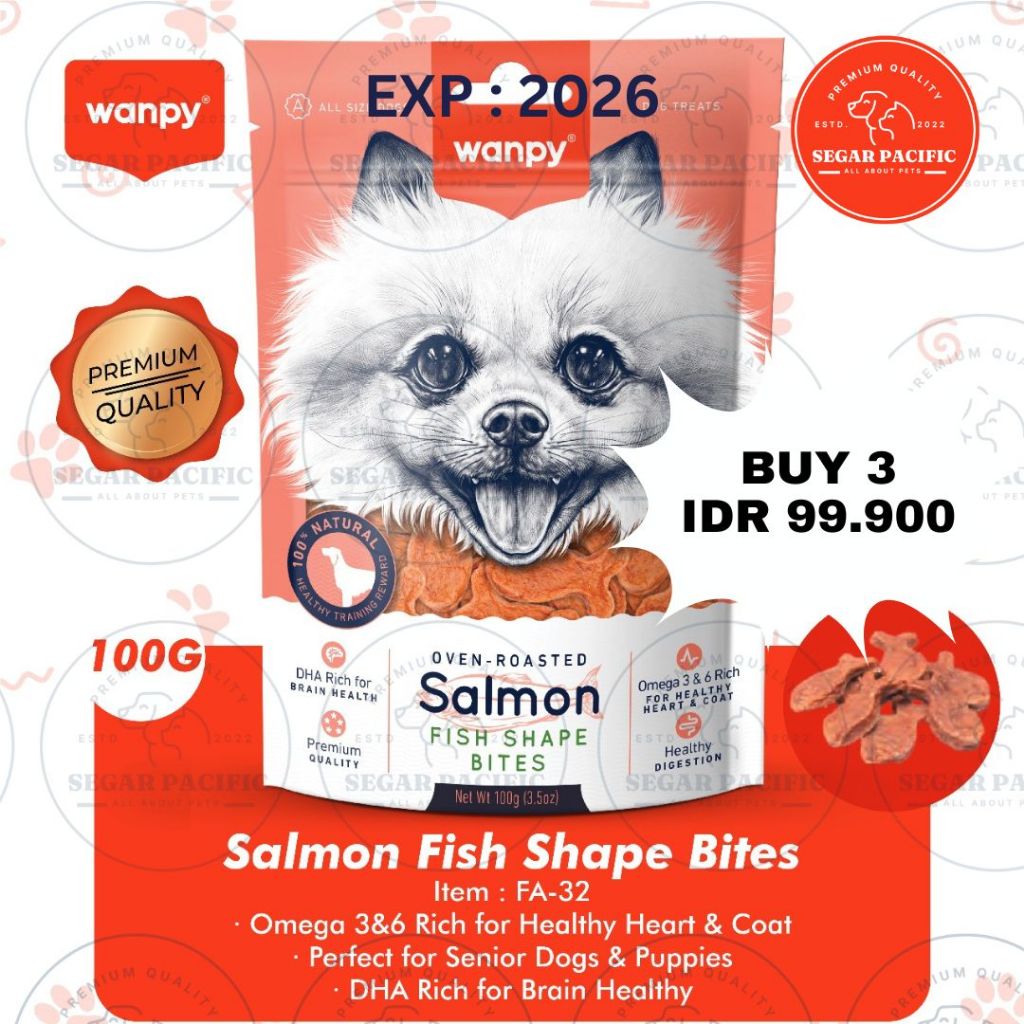 Jual Wanpy Dog Treat Salmon Fish Shape Bites - Camilan Anjing Ukuran ...