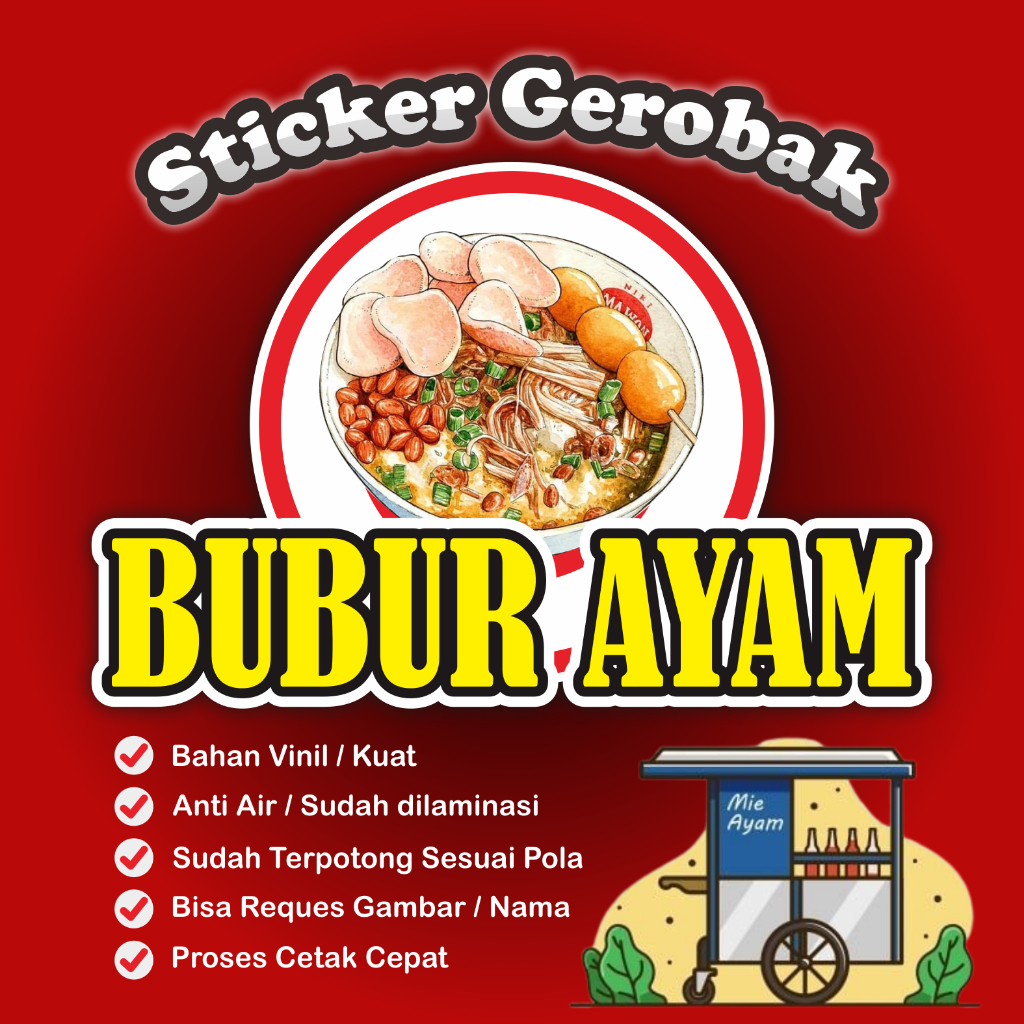 Jual Sticker Bubur Ayam, Sticker Gerobak, Sticker Etalase, Sticker Kaca ...
