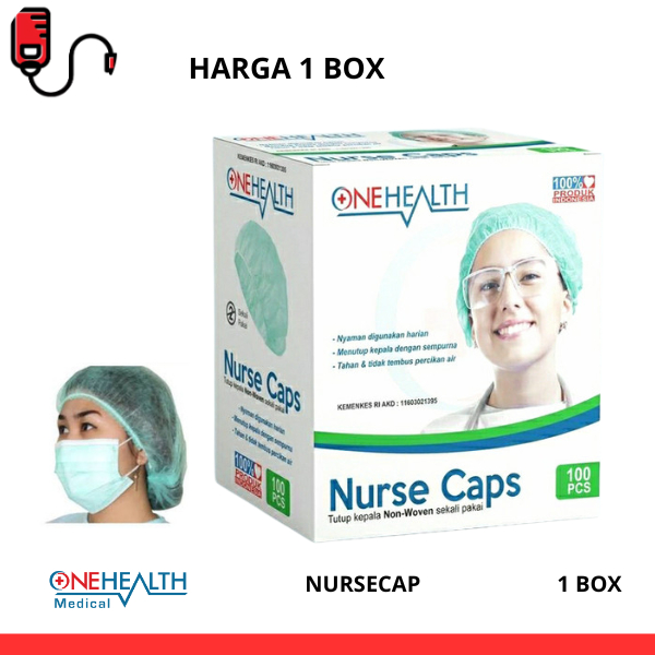 Jual Nurse cap Penutup Pelindung Kepala Onehealth Hair net Rambut 1 Box ...