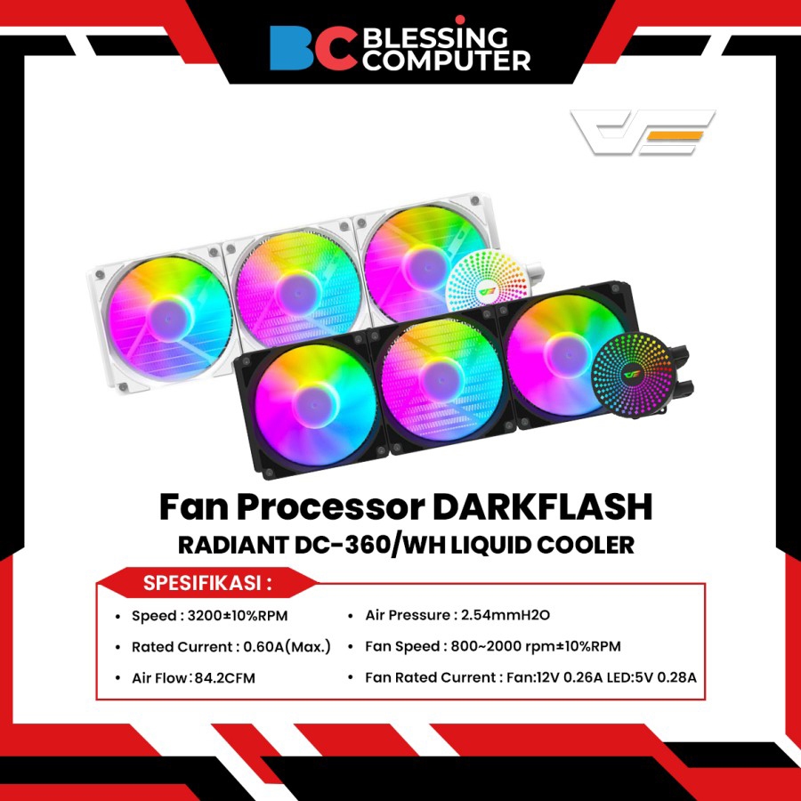 Jual Fan Processor DARKFLASH RADIANT DC-360/WH LIQUID COOLER BLACK ...