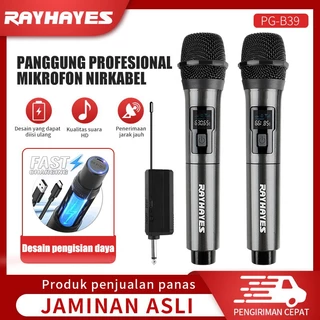 RAYHAYES Mikrofon Nirkabel Profesional UHF Mikrofon Dinamis Genggam Isi Ulang Bluetooth Untuk Karaoke