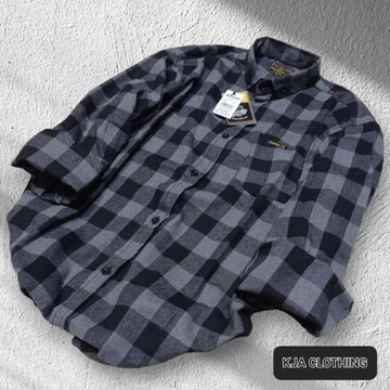 Kemeja Flanel Motif Kuning Garis Hitam M L Xl Flanel Unisex Lengan Panjang