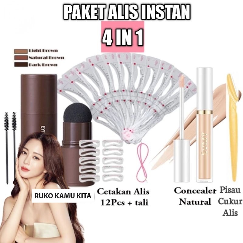 Jual PAKET 4 IN 1 ALIS INSTAN IBCCCNDCC EYEBROW POWDER NGALIS + CETAKAN ...