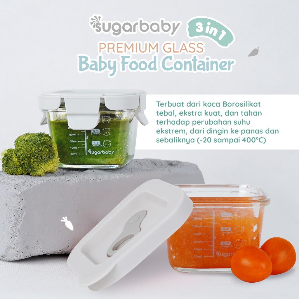 Jual SugarBaby Premium Glass Jar Baby Food Container 3 pcs BPA FREE ...