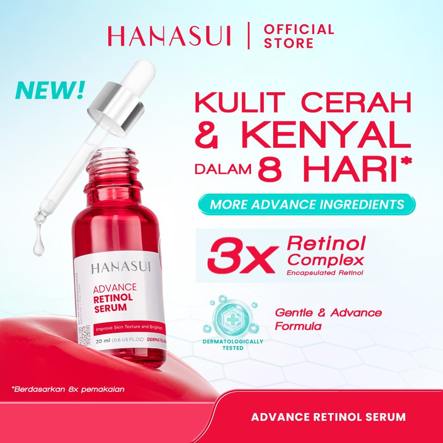 Hanasui Advance Retinol Serum | Anti Aging Serum untuk Kerutan Halus Tekstur Kulit Cerah Kenyal