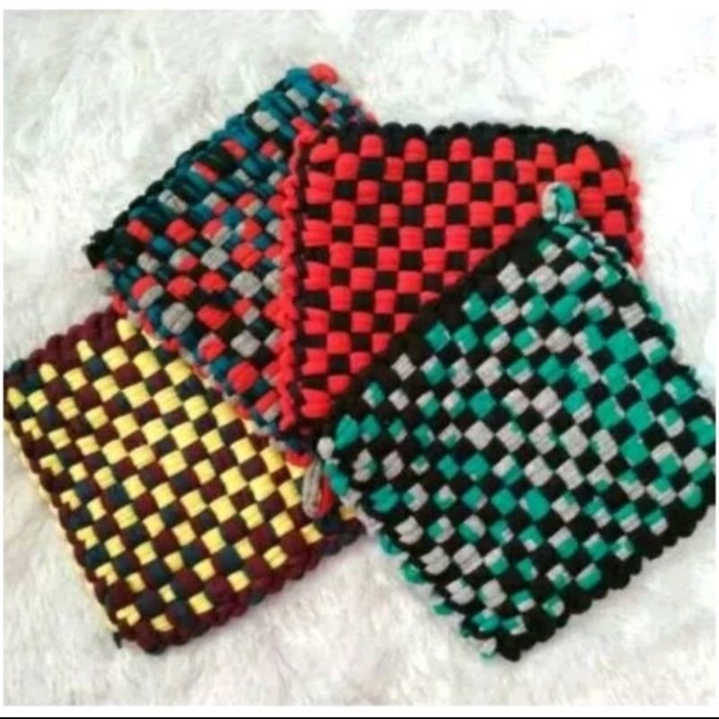 Jual Cempal Anti Panas Anyaman Anyam Rajut Tebal Kotak Tenun Kain Lap ...
