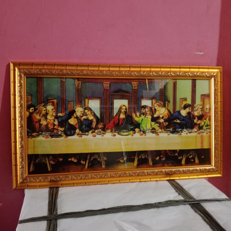 Jual pajangan dinding bingkai perjamuan kudus ukuran kecil / walldecor ...