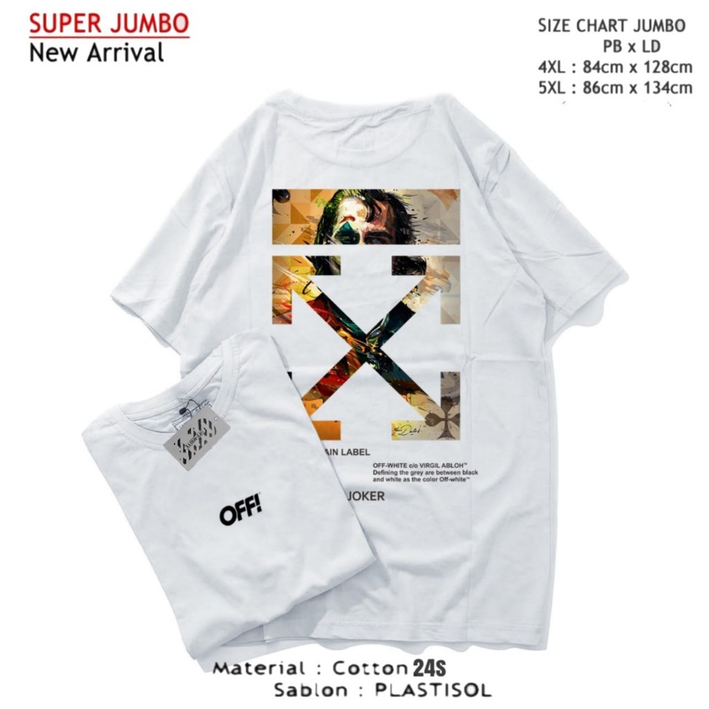 Baju Kaos Pria Big Size Off White Kaos Jumbo Pria Size 4xl 5xl Offwhite  Oversize T-Shirt Overfit Fatboy Ukuran Besar Xxxxl Xxxxxl Ld 134 Pb  86atasan