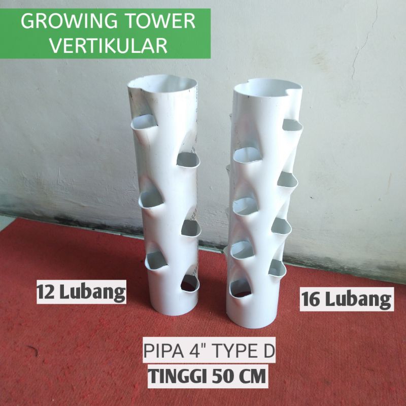 Growing pot tower media tanah vertikal pipa 4 inchi tinggi 50cm siap pakai kuat tahan lama