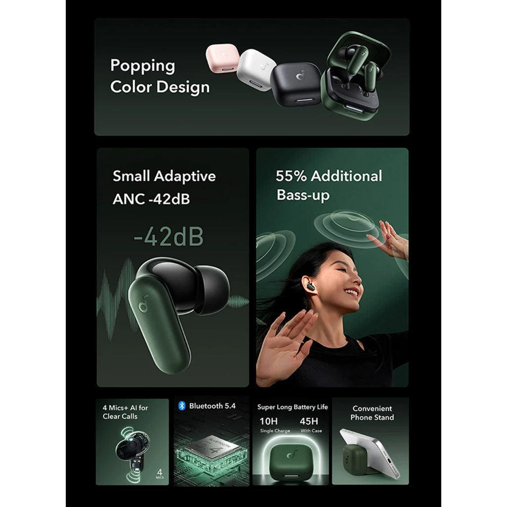 (NEW LAUNCH) Soundcore Anker R50i NC Earbuds Adaptive Noise Canceling Headset Earphone Bluetooth 5.4 TWS Low Latency