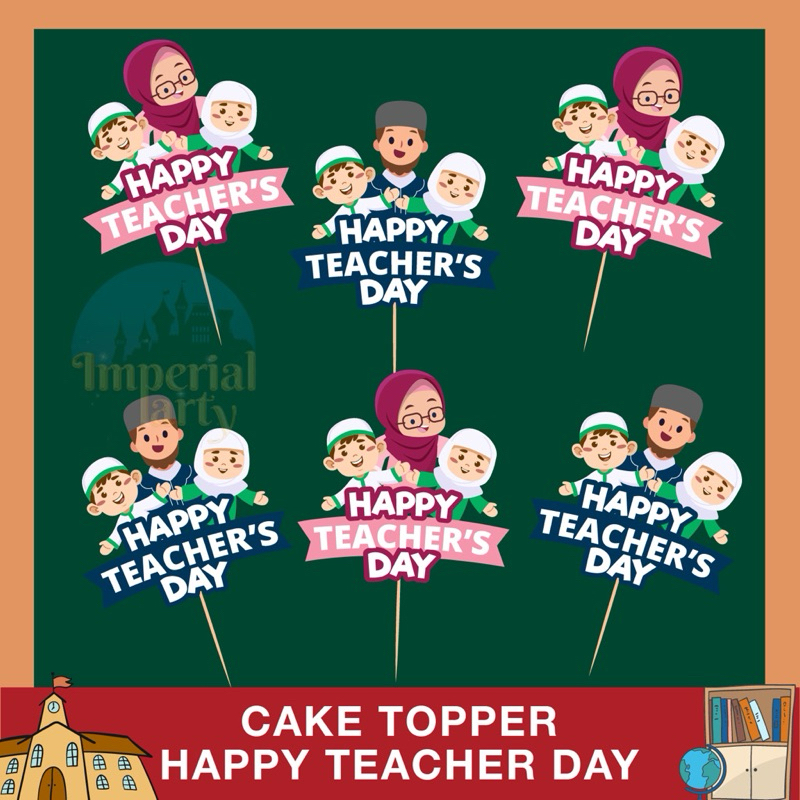 Jual Cake Cupcake Topper Tusukan Kue Happy Teachers Teacher Day Hari ...