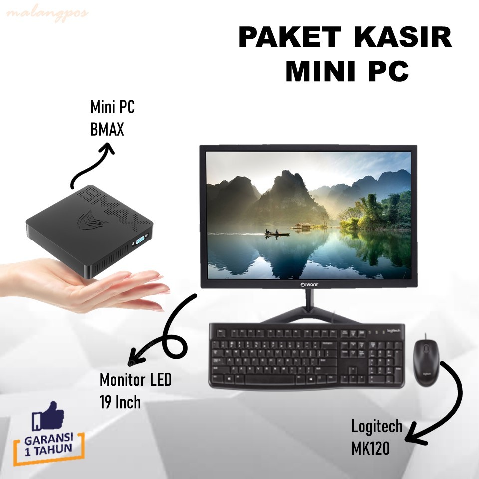 Jual Paket Mini PC BMAX Windows 11 Pro Monitor LM19 HD 19 Inch 8/128GB ...