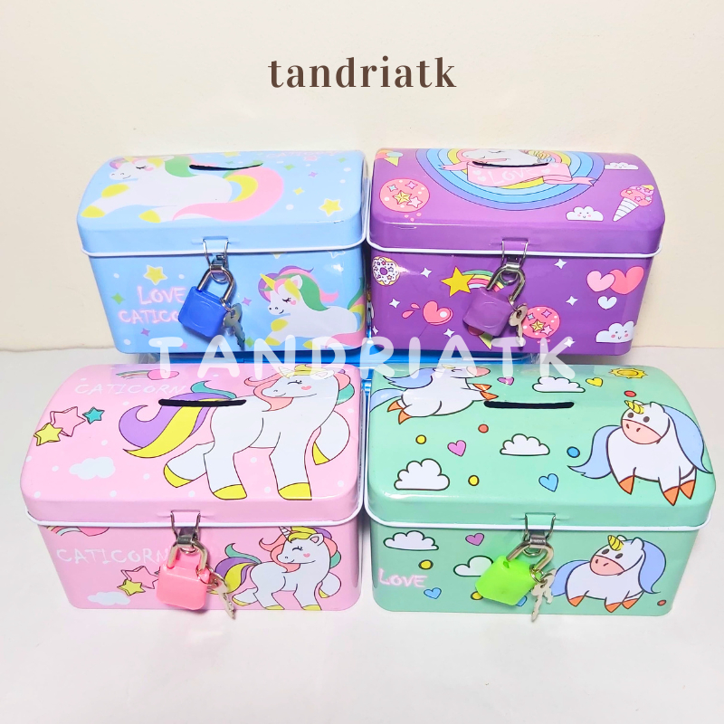 Jual [FREE BUBBLE+DUS] Coin Box Celengan Kunci Gembok Bentuk Peti ...