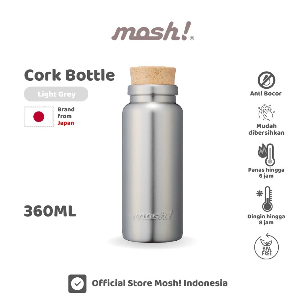 Mosh Cork Bottle Botol Minum Termos Stainless 360ml - Light Grey