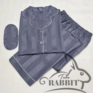 PP Piyama Bajutidur Garis Salur Dan Kotak Persegi Satin Bagus Panjang Sampai Jumbo