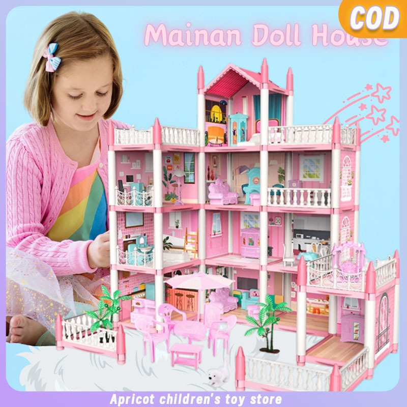 Jual 【cod】mainan Doll House 3d Princess Big Villa Mainan Rumah Barbie