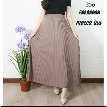 Rok Plisket Panjang Premium Katun Pinggang Karet