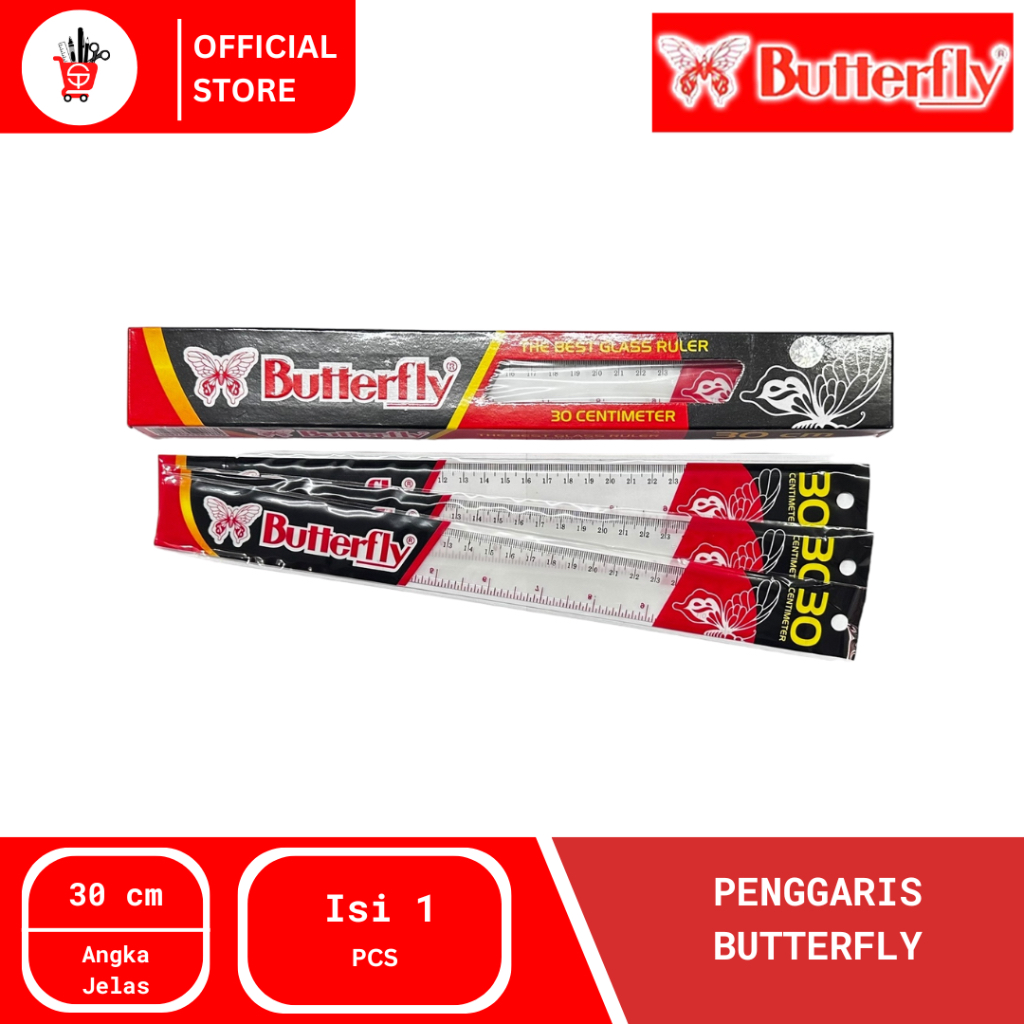 Jual Ruler | Penggaris Butterfly 30 cm (1 PCS) | Shopee Indonesia